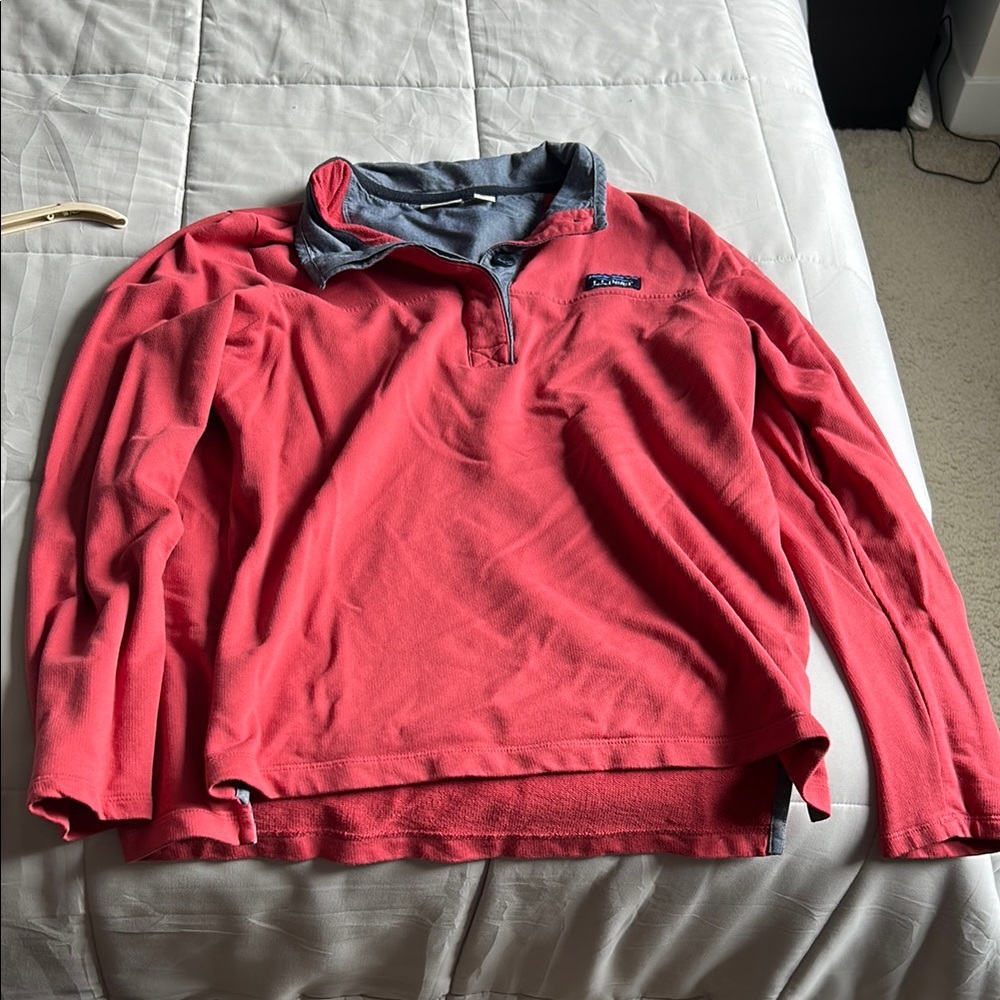 LL Bean Soft Cotton Rugby Henley Pullover Long Sleeve Women's Regular Sz L EUC